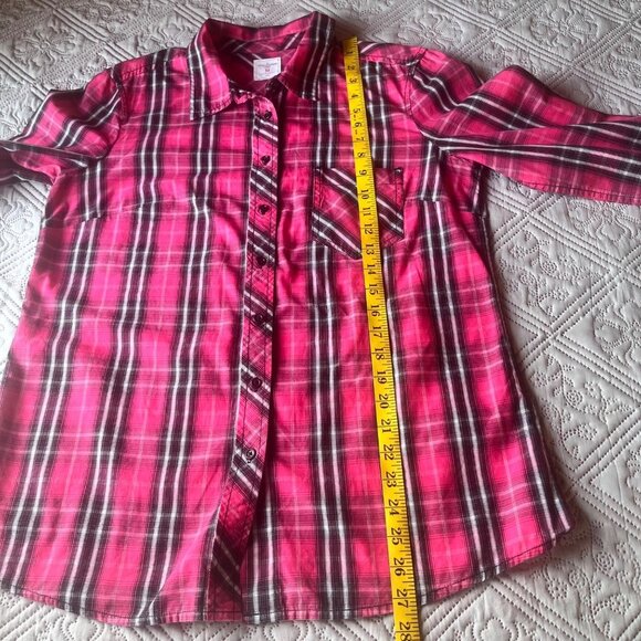 Gap The Fitted Boyfriend Pink Plaid Long Sleeve Button Down‎ Shirt Size M - Picture 5 of 5
